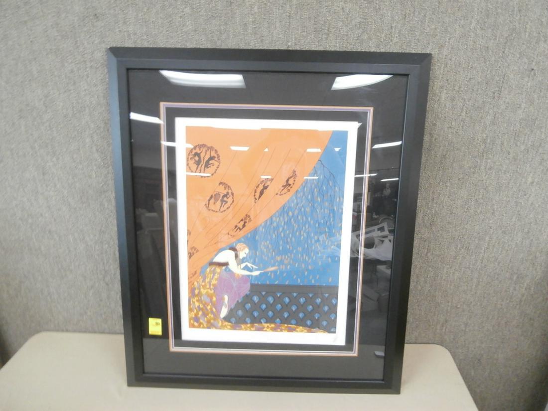 Erte: "Vermillion" PP Orig. Purchase Price $1450.00 34x41 inches Chipping to the frame