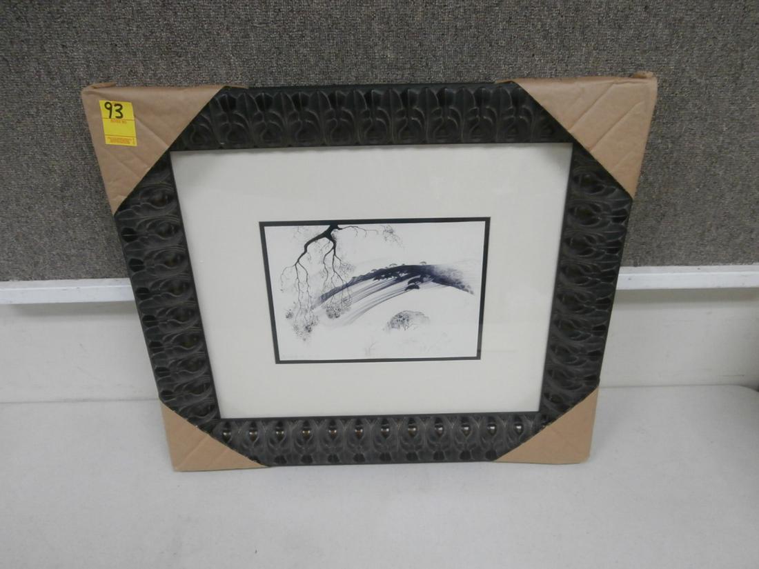 Eyvind Earle: "Long Shadows" Drawing (pen), Orig. Purchase Price $3000.00, 26 1/4 x 22 3/4 inches, w/ COA