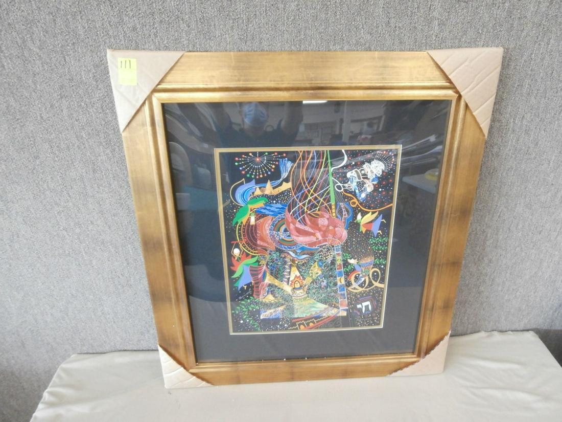 Raphael Abecassis: "Pillar of Fire" Orig. Painting, Orig. Purchase Price $1200.00, 31 3/4 x 35 3/4 inches, w/ COA