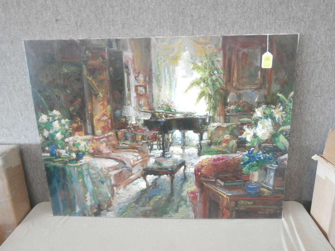 Stephen Shortridge: "Day Room" Mixed Media on Canvas, Orig. Purchase Price $645.00, 48 x 36 inches, w/ COA