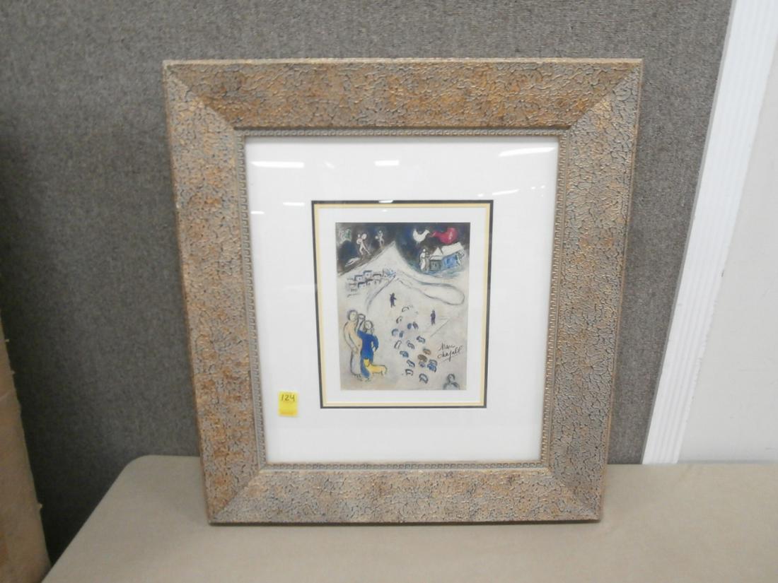 Marc Chagall: In the STYLE of Marc Chagall, Reproduction of Chagall Work of Art, Signed by Artist, 30 3/4 x 34 inches, w/ COA