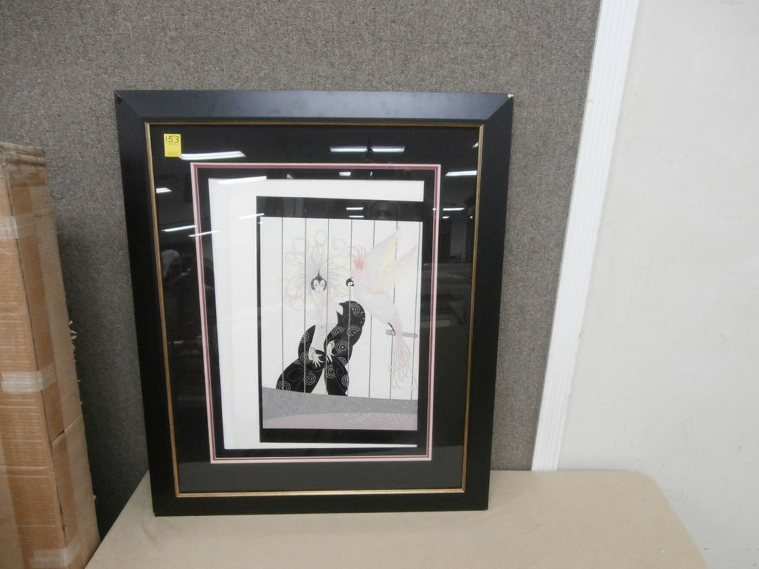 Erte: "Bird Cage" AP Orig. Purchase Price $1500.00 w/COA The work has come loose from the mount and heavy damage to the frame, please see pictures 35 3/4x33 1/4 inches