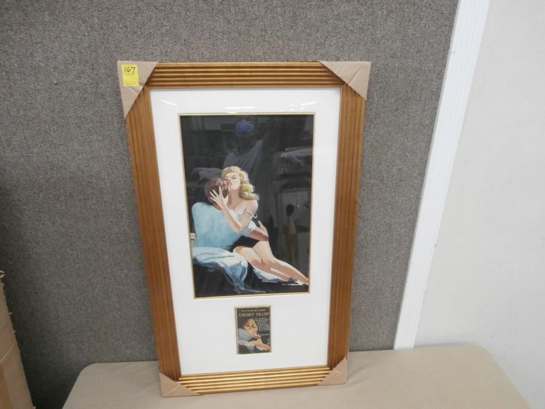 Harry Barton: "Golden Tramp" Original Painting for book cover with book 24 1/4x41.5 inches Orig. Purchase Price $1500.00 W/COA