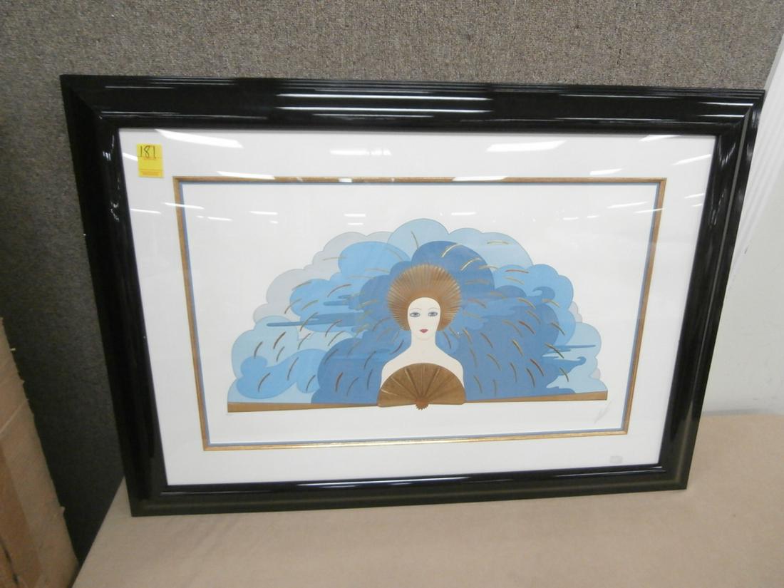 Erte: "Storm" Silkscreen #181/300 Orig. Purchase Price $1200.00 43.5x31.5 inches Tears to the backing paper, scuffs and scratches to the frame