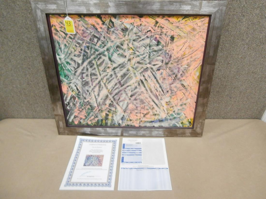 Jean Claude Novaro: "Fluores Custom Framed" Unique handmade art Orig. Purchase Price $1100.00 29 3/4x25 1/4 inches