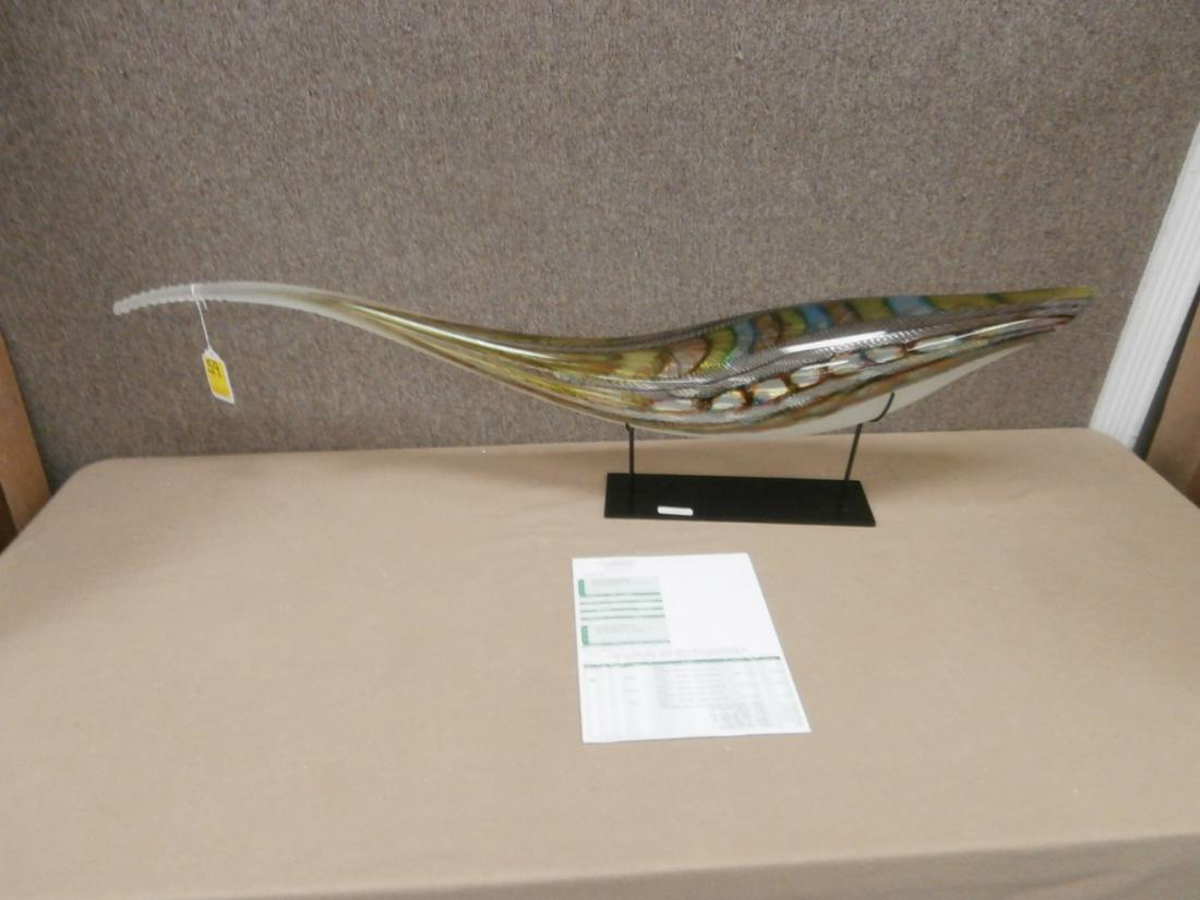 Afro Celotto: "Accorto" Signed Handmade Glass Sculpture with stand Orig. Purchase Price $3400.00 43 3/4 inches LONG