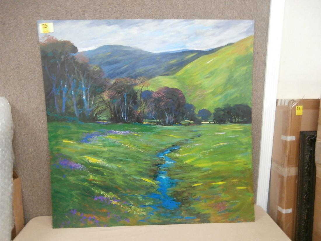 Michael Schofield: "Golden Afternoon-Meadow" Original Oil on Panel Orig. Purchase Price $2250.00 Unframed 48x48 inches