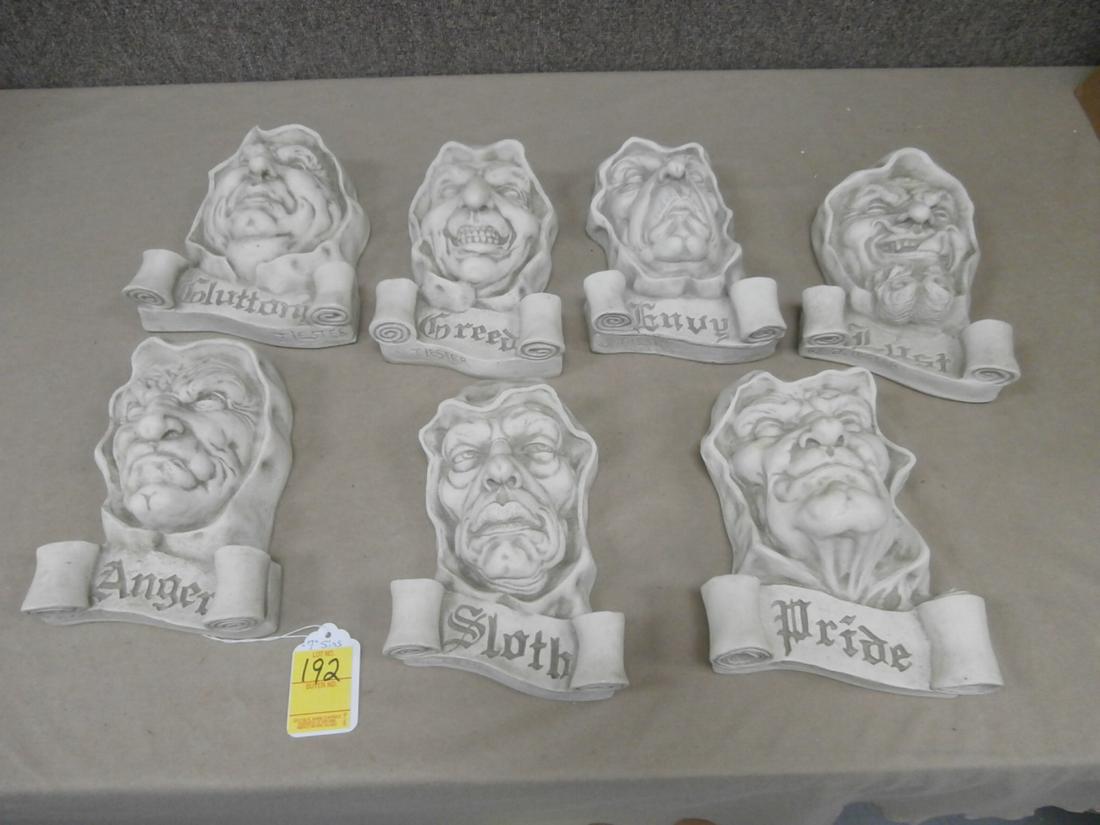 Wall Plaques depicting 7 Deadly Sins by J Lester: 7 Deadly Sins by J Lester Aprox. 9 inches tall