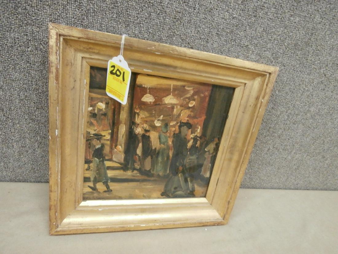 Painting "Scene de rue" By Isaac Israels: "Scene de rue" By Isaac Israels on wood panel 13.5x13 3/4 inches