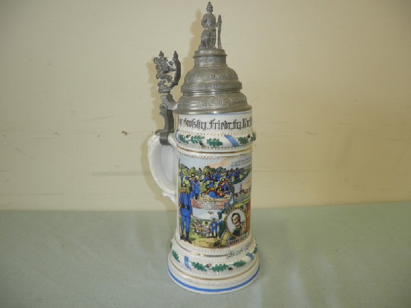 German Stein with Lithopane Bottom: German Stein with Lithopane Bottom 12 1/2" tall