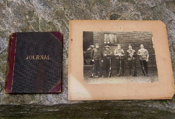 Norwich shooting club journal photographs: Norwich Connecticut shooting club journal and photograph of members with their shot guns. This Journal is for the years starting in 1888 through 1898 It lists the members, the birds they shot, the tra