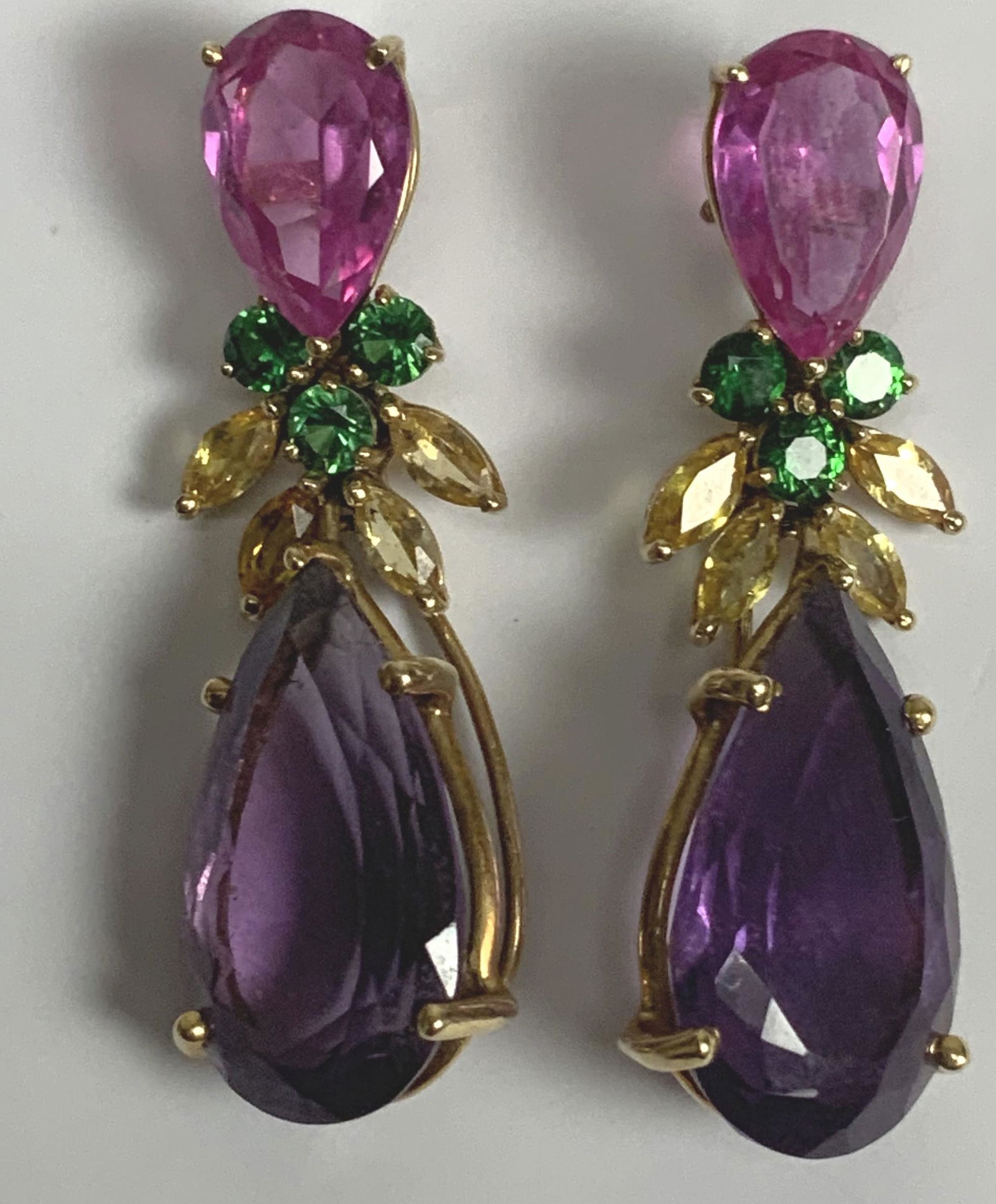 14K Gemstone Earrings with large amethyst (1 of 5)