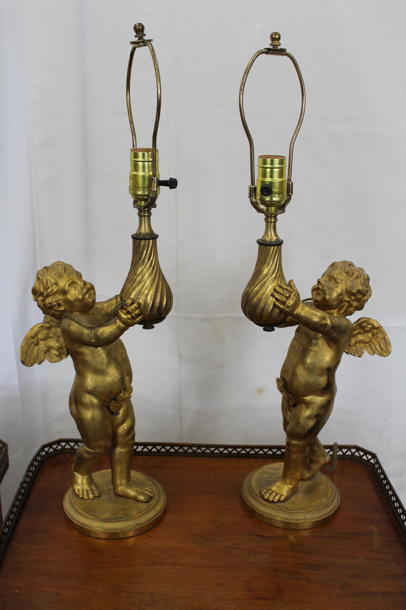 Pair of Brass Cherub Lamps With Gold Wash (1 of 4)