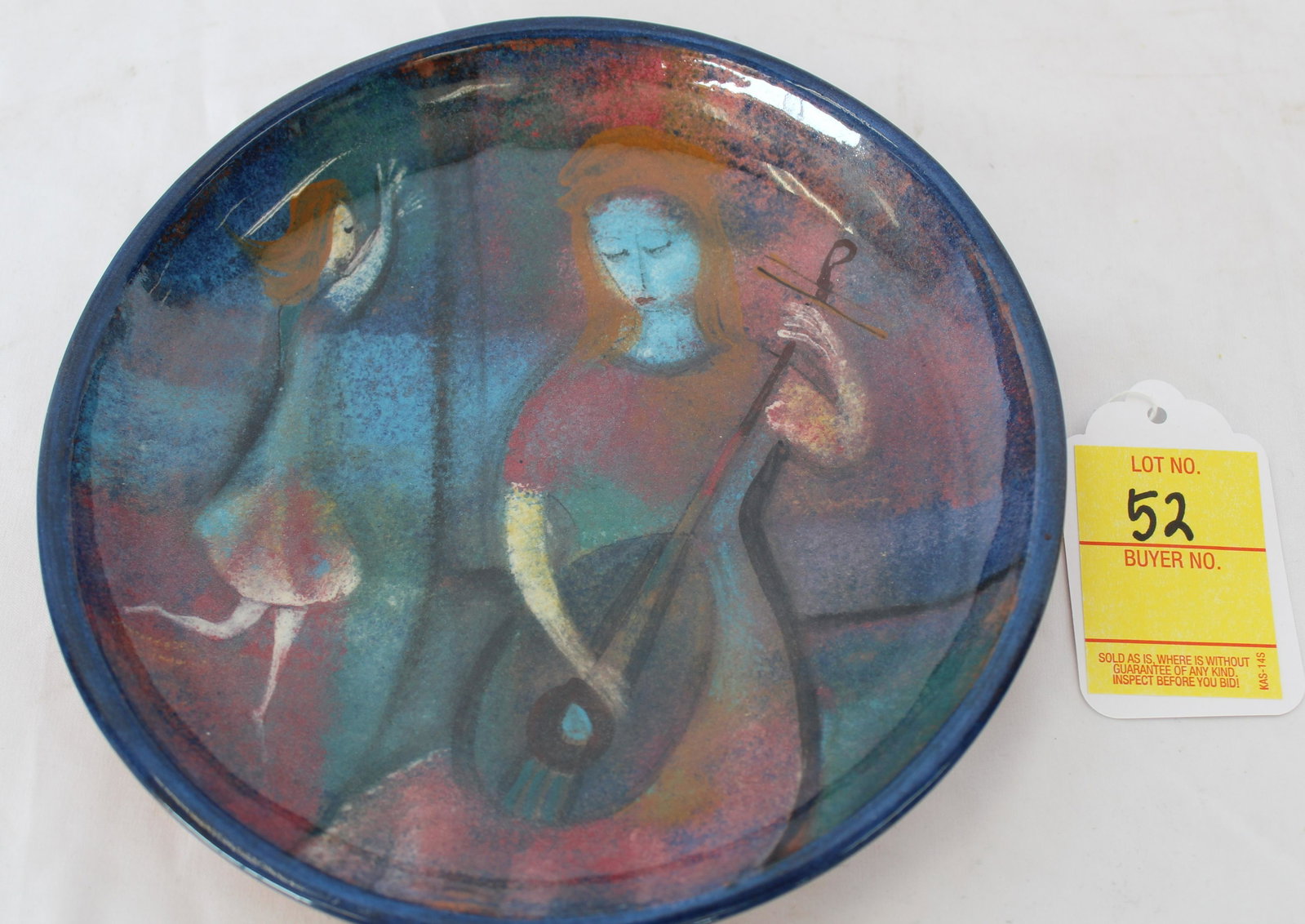Polia Pillin (1909-1992) Women Musician Plate with Dancer: Polia Pillin (1909-1992) Women Musician Plate with Dancer. 7.5 inches across