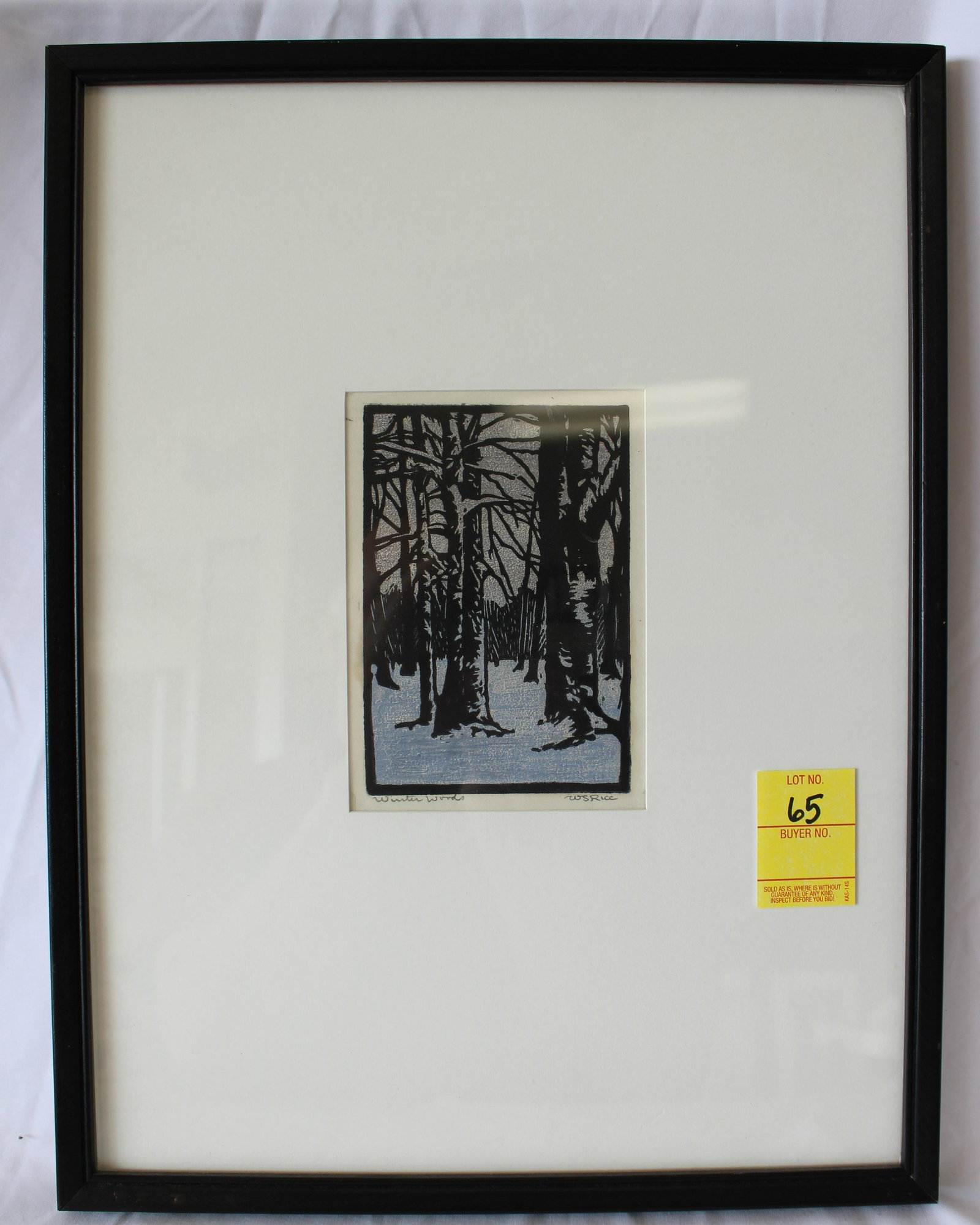 William Seltzer Rice (1873-1963) Woodblock "Winter Woods": William Seltzer Rice(1873-1963) Woodblock "Winter Woods" Great colors. Pencil signed and titled. Frame size 13 inch x 17 inches