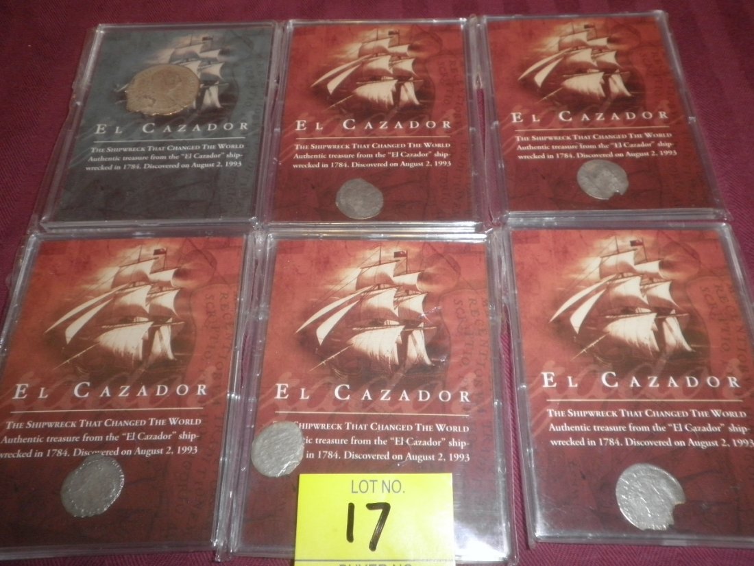6 Coins from Shipwreck El Cazador with COA: 6 Coins from Shipwreck El Cazador with COA