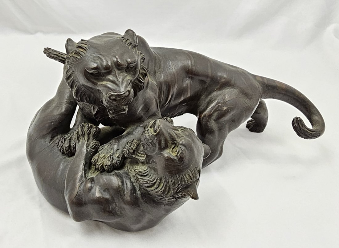 Antique Asian Signed Bronze Lions (1 of 6)