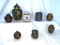 8 Piece Collection of Early Asian Cloisonne Covered Ginger Jars & Tea Pot