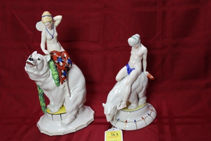 Hertwig & Co. Katzhutte Art Deco Nude Figures on Polar Bears