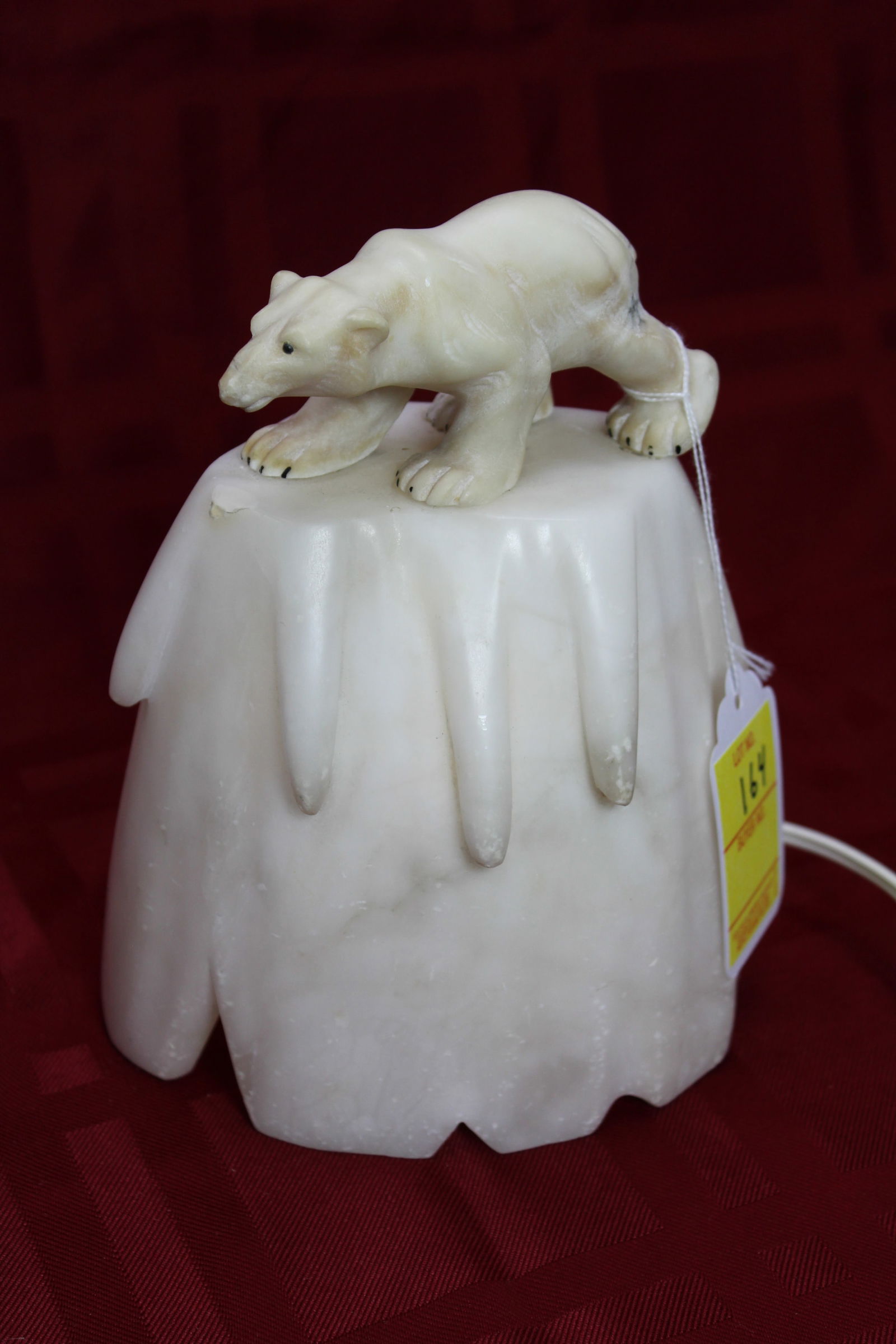 Art Deco Style Carved Alabaster and Marble Polar Bear Lamp (1 of 6)