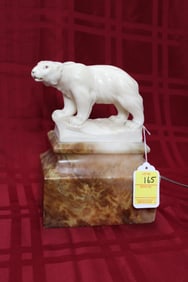 Art Deco Style Alabaster and Marble Polar Bear Lamp