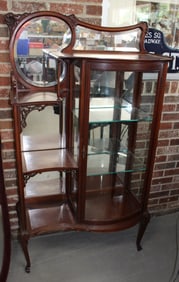 Victorian Walnut Curio Cabinet with pierce carved details