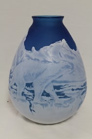 Large Cameo Glass Vase with Polar Bears