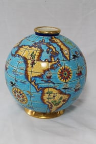 Longwy Pottery Mappemonde Globe Vase