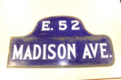 Porcelain E 52nd and Madison Ave Sign