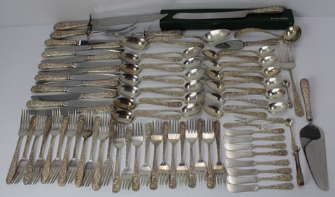 S. Kirk & Son Sterling Repousse 83pc Flatware Set  80+ Ozt