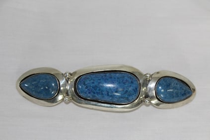 Large Signed Irv Sterling Sodalite Belt Buckle