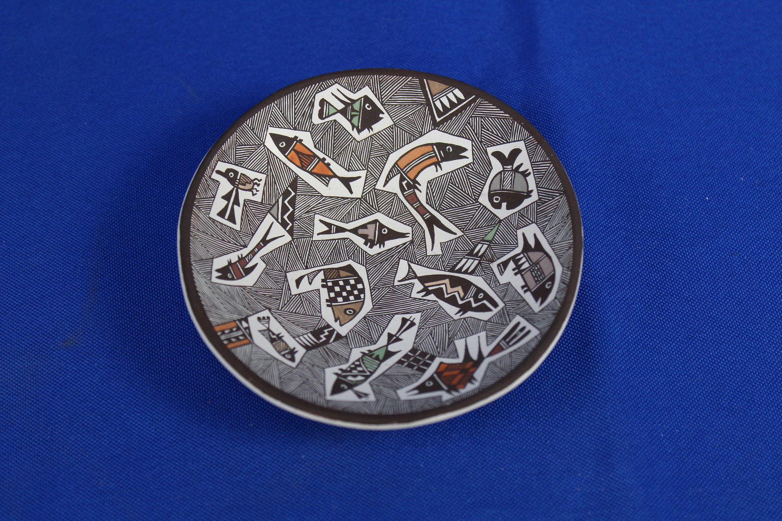 Small Native Acoma Pottery Plate Signed by Rebecca Lucario (1 of 2)