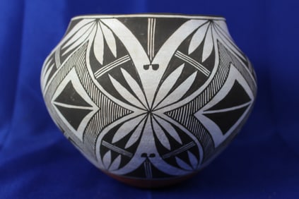 Handcrafted Polychrome Native Acoma Clay Pottery Jar Signed D. Chino