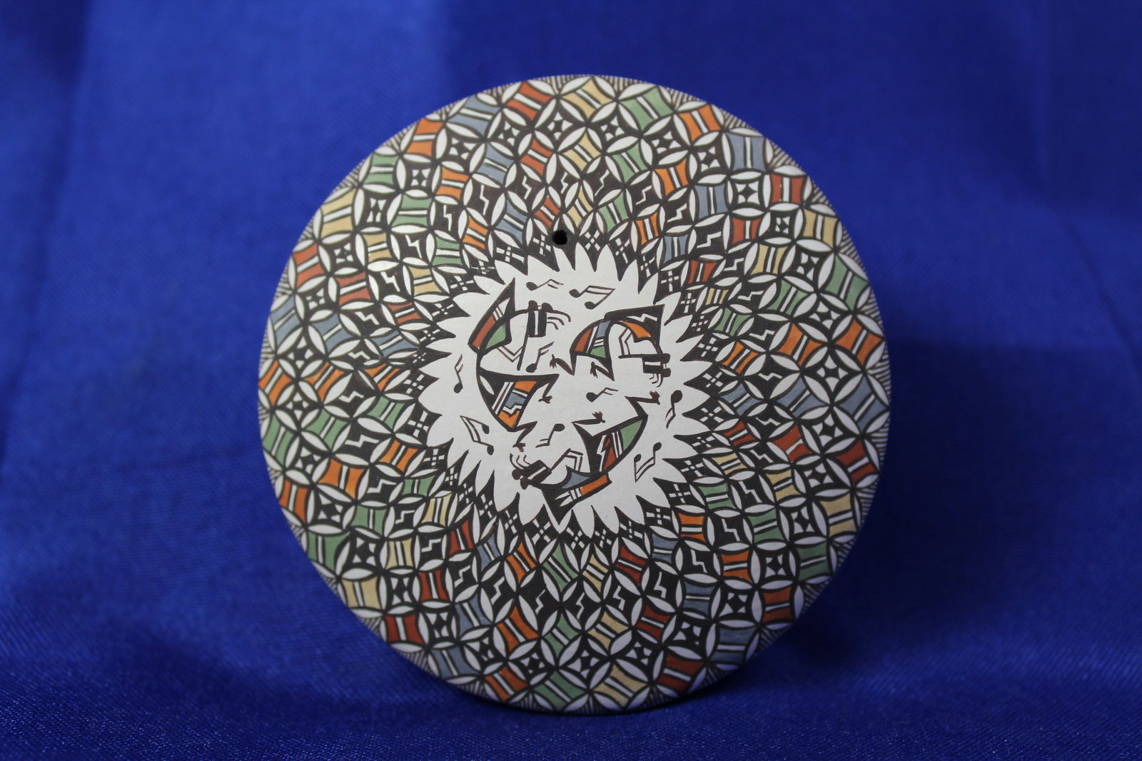 Handcrafted Native Acoma Small Polychrome Seed Pot With Dancing Charicatures Signed D. Lewis (1 of 3)