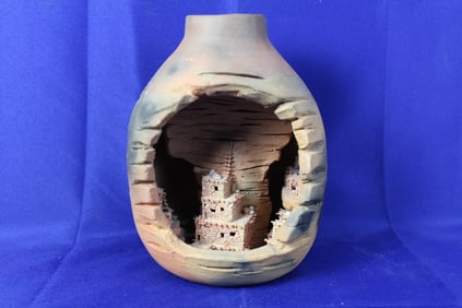 1992 Handcrafted South Western Architectural Vase Signed by D. Morgan