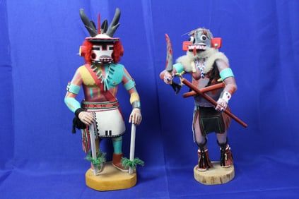 A Pair of Tall Hand carved South Western Kachinas