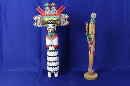 Pair of Hopi Hand carved Totem Kachinas