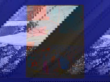 Dodoi Signed Oil on Canvas Market Scene