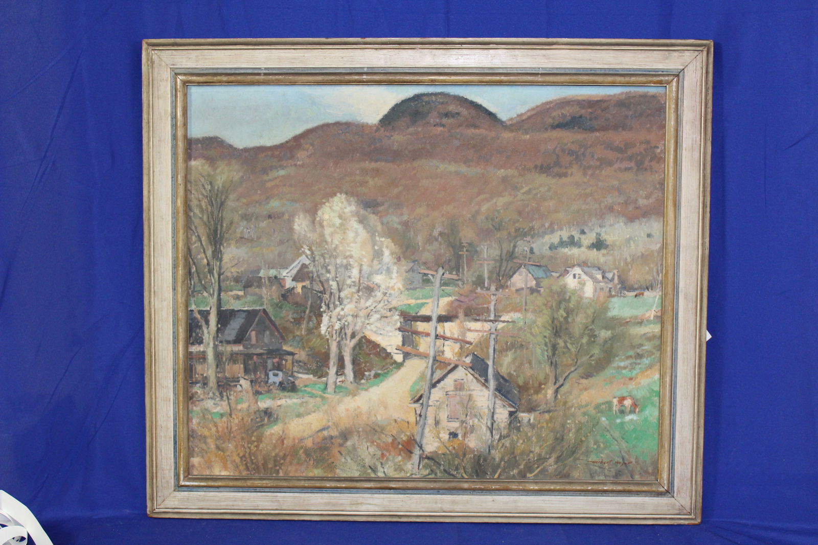 Herbert William Meyer (1882-1960) South Dorset Oil on Canvas: Herbert William Meyer (1882-1960) South Dorset Oil on Canvas. Marked on the stretcher on the back South Dorset in May 1932 Herbert Meyer