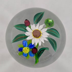 1994 Lampwork Flower Paperweight Ken Rosenfeld Signed