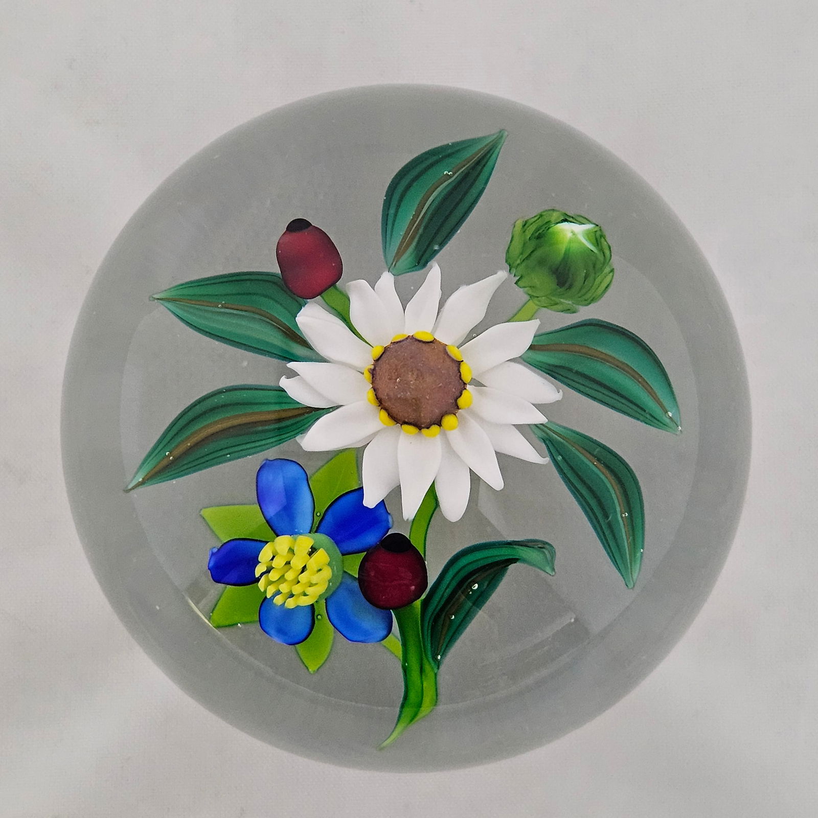 1994 Lampwork Flower Paperweight Ken Rosenfeld Signed (1 of 7)