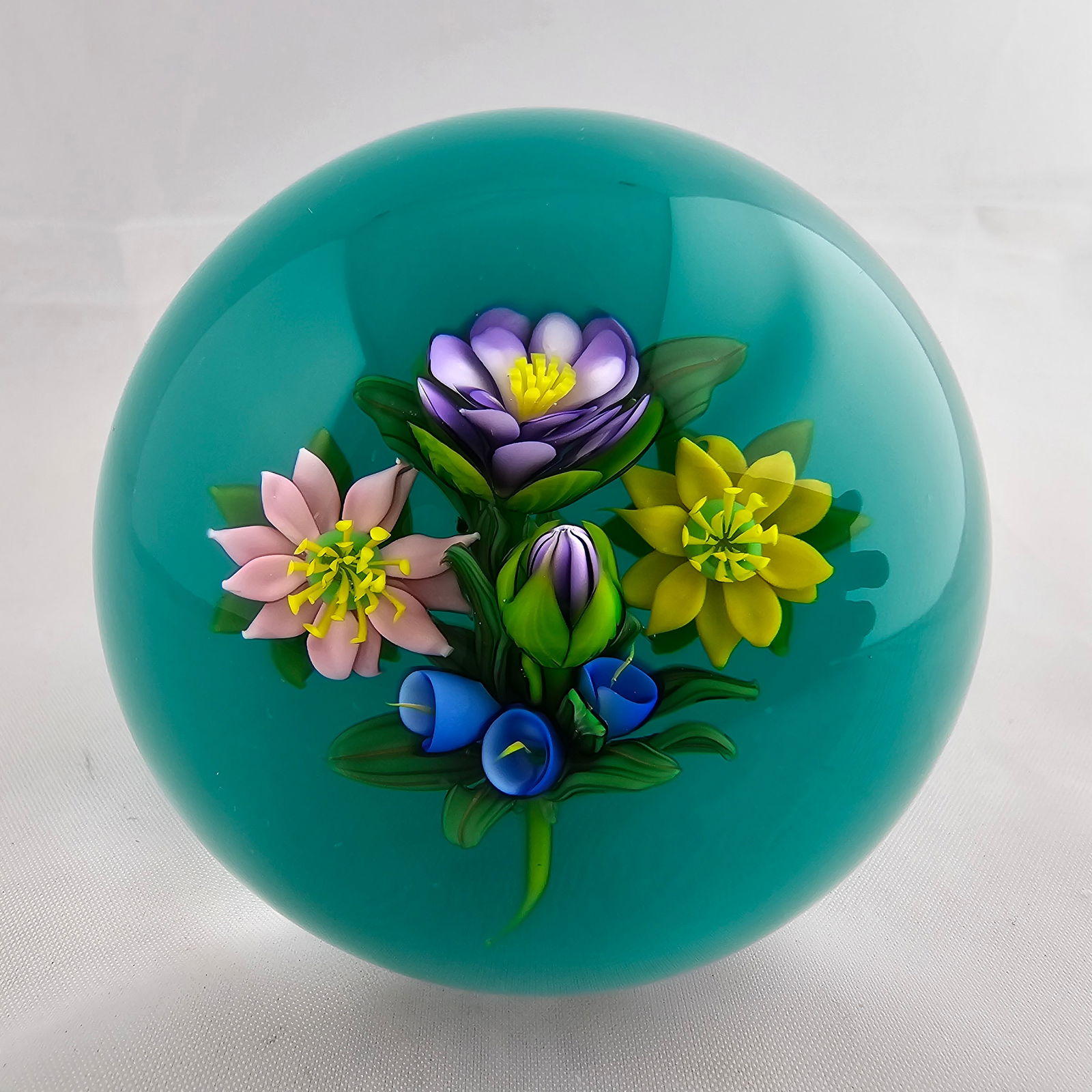 1998 Lampwork Flower Paperweight Ken Rosenfeld Signed (1 of 8)