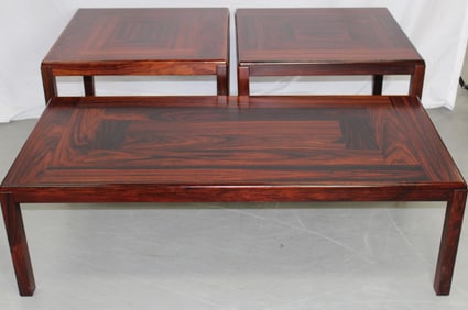 Vejle Stole og Mobelfabrik 3pc Rosewood Coffee Table with Two Side Tables
