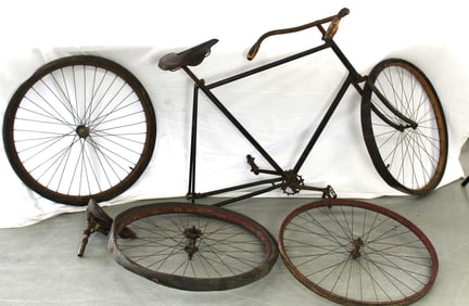 Early Wood Wheel Turn of the Century Bike with Parts