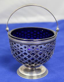 Tiffany and Co. Sterling Silver Bowl w Blue Insert