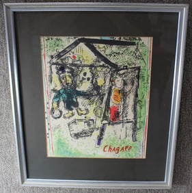Marc Chagall "The Artist at the Village" Lithograph