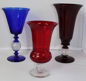 3 Colored Pairpoint Controlled Bubble Vases