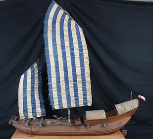 Large Wood Carved Chinese Junk Boat 5 Foot Long