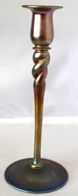 Steuben Aurene Gold Twist Base Candlestick 686