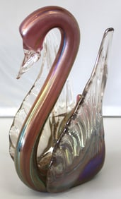 Stuart Abelman Hand Blown Art Glass Swan 